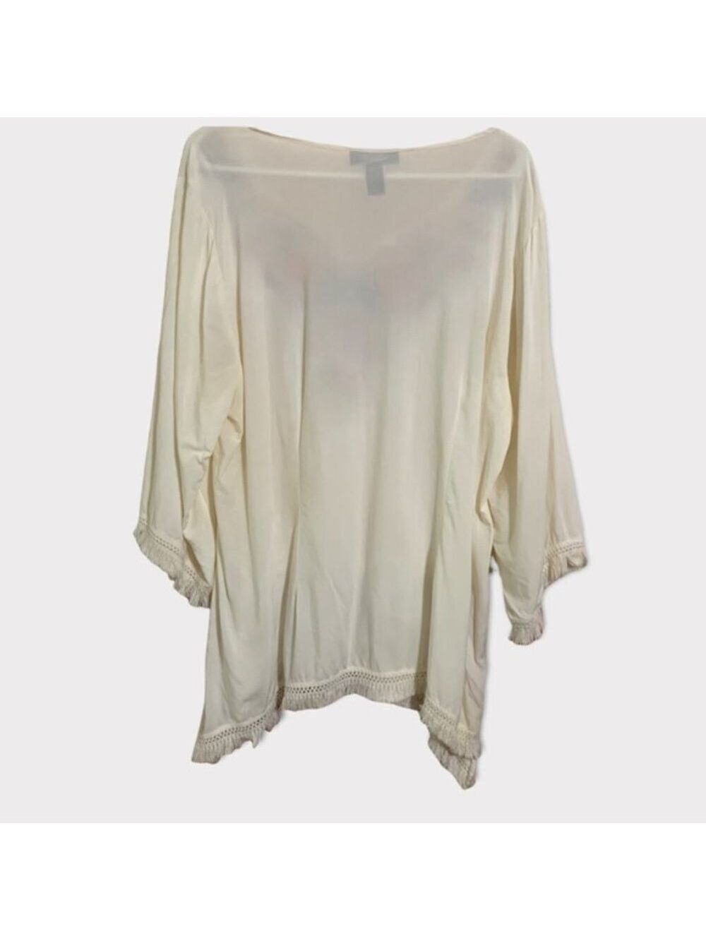 Style & Co Boho Embroidered Fringe Top - Picture 4 of 5